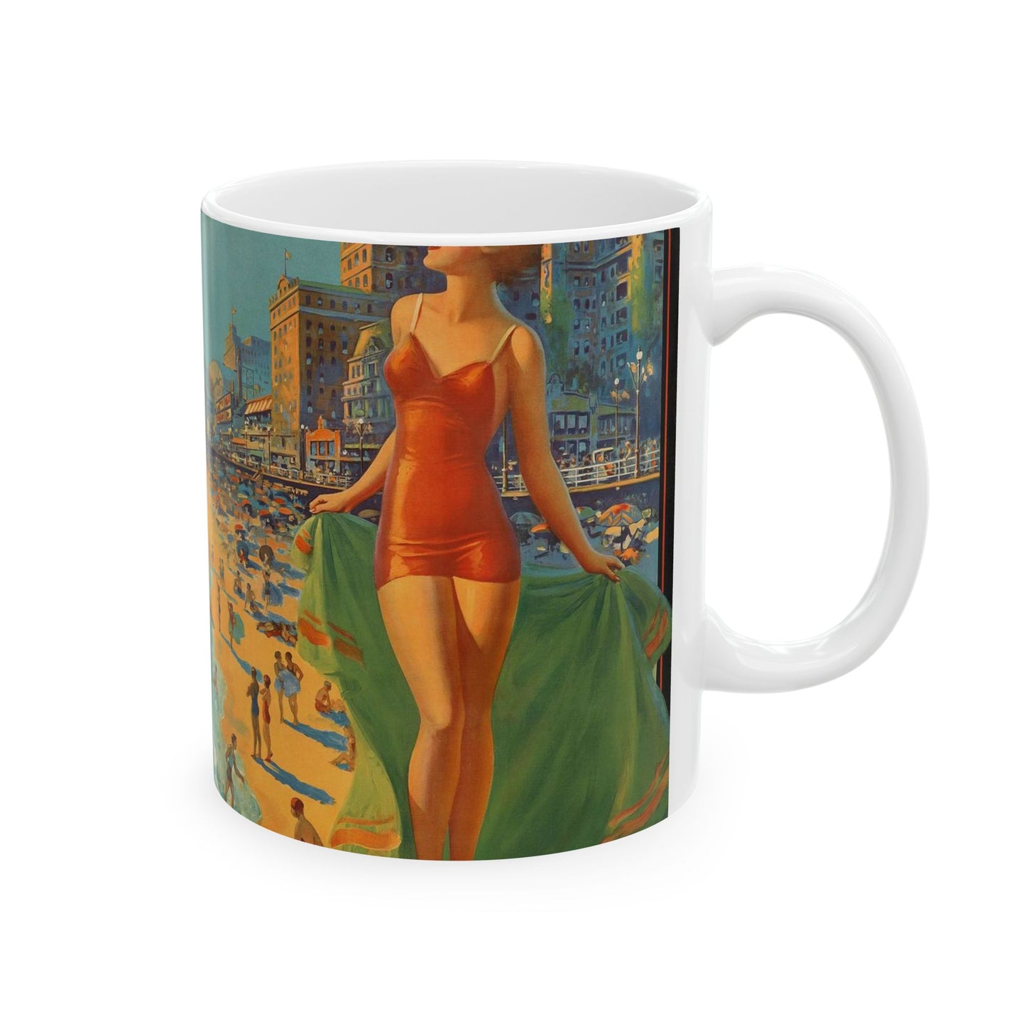 Atlantic City— America’s All-Year Resort, Pennsylvania Railroad, painting by Edward Mason Eggleston Beautiful Novelty Ceramic Coffee Mug 11oz