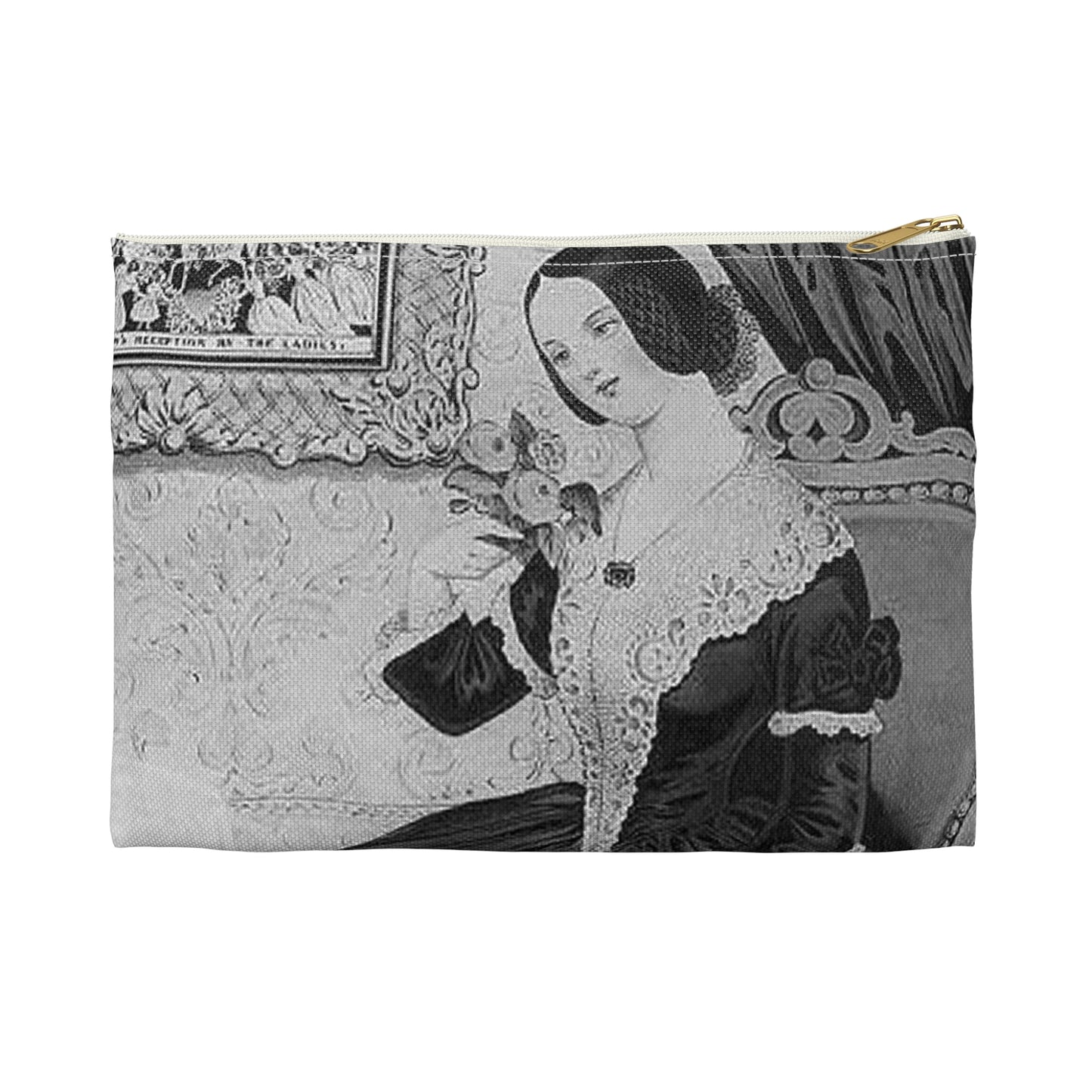 Amelia - Print, Library of Congress collection Large Organizer Pouch with Black Zipper