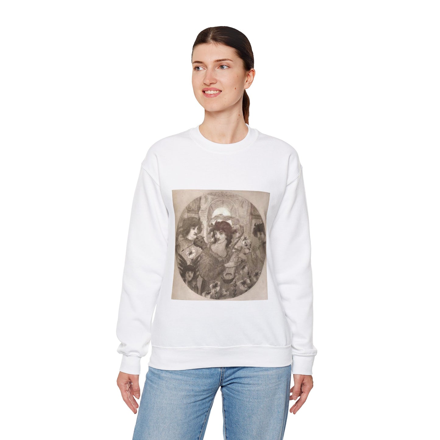 Adoramus Te Beardsley - Public domain portrait drawing  White Heavy Blend Adult Crew Neck SweatShirt