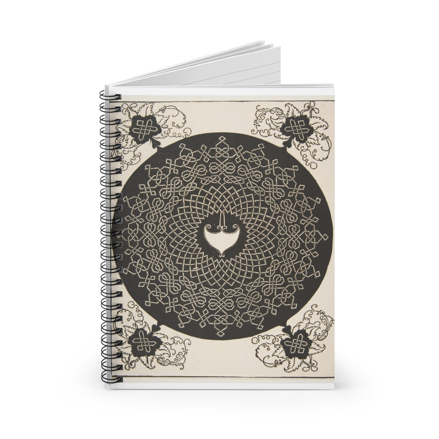 “The Second Knot”. Interlaced Roundel with an Amazon Shield in its Center Spiral Bound Ruled Notebook with Printed Cover