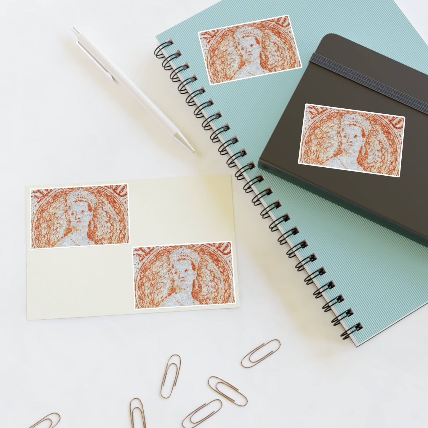 Issued one penny 'Full-Face Queen' [Chalon Head] definitive stamp Laminated UV Protective Vinyl Stickers