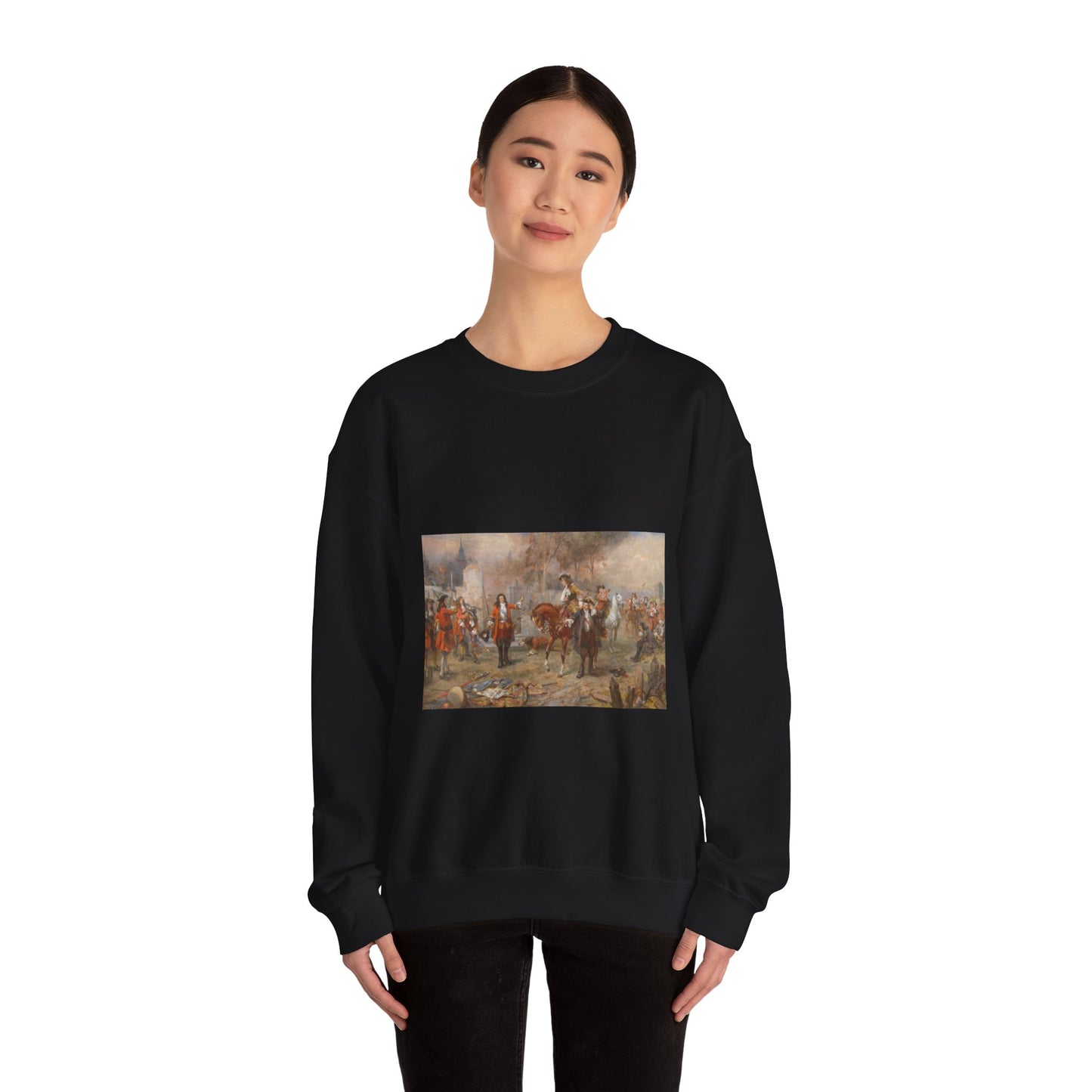 The Duke of Marlborough greeting Prince Eugene of Savoy after their victory at Blenheim Black Heavy Blend Adult Crew Neck SweatShirt