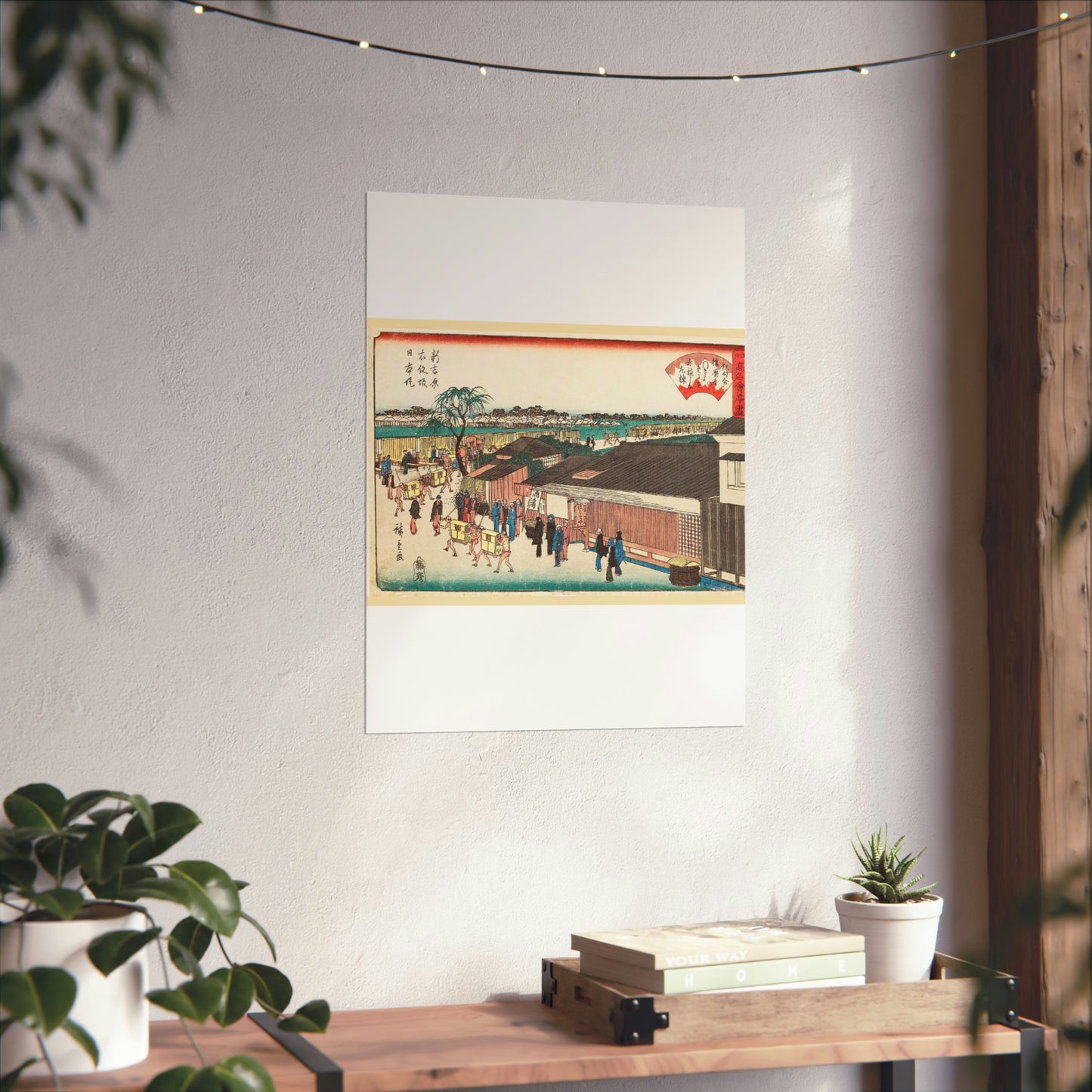 Hiroshige, Harimaya on the Emonzaka Slope of Nihon Embarkment at Shin-Yoshiwara (Shin yoshiwara emonzaka nihonzutsumi harimaya) High Quality Matte Wall Art Poster for Home, Office, Classroom