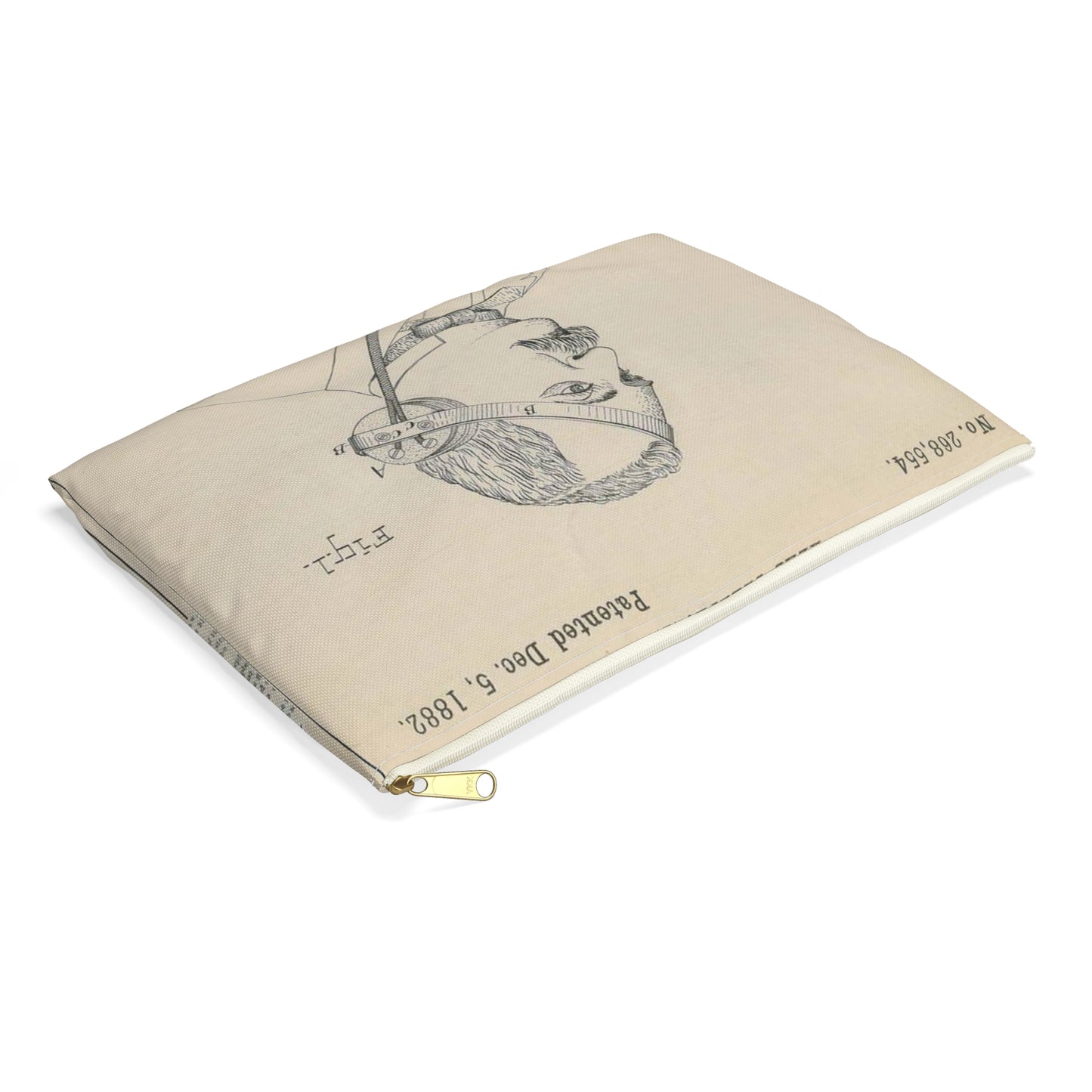 Patent drawing - for F. Shaw's Head Telephone Public domain  image Large Organizer Pouch with Black Zipper