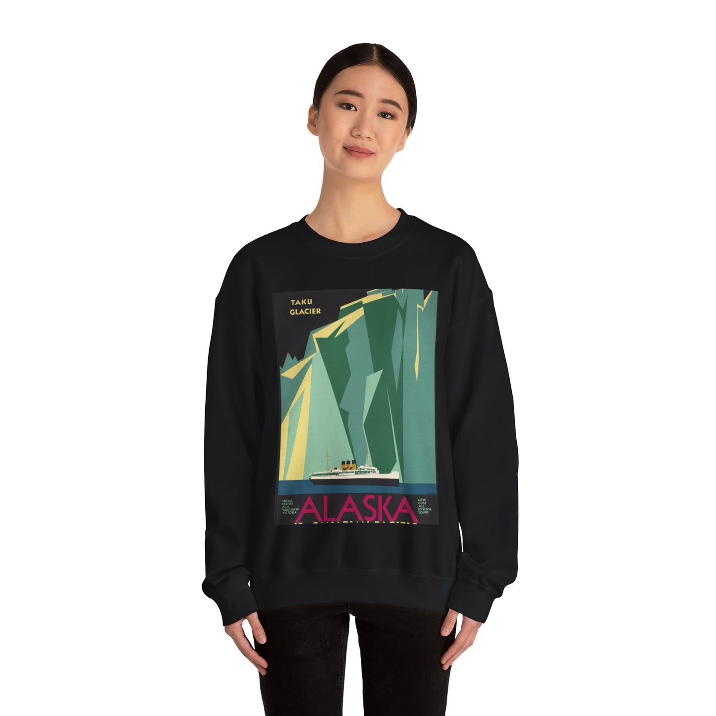 Alaska. Vintage Travel Poster., Art Deco Poster Black Heavy Blend Adult Crew Neck SweatShirt