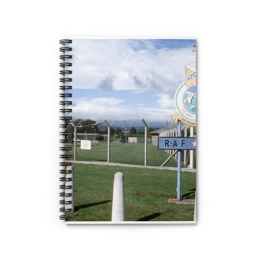 Front RAF Edzell, Scotland, location of 17th Surveillance Squadron. Exact Date Shot Unknown Spiral Bound Ruled Notebook with Printed Cover