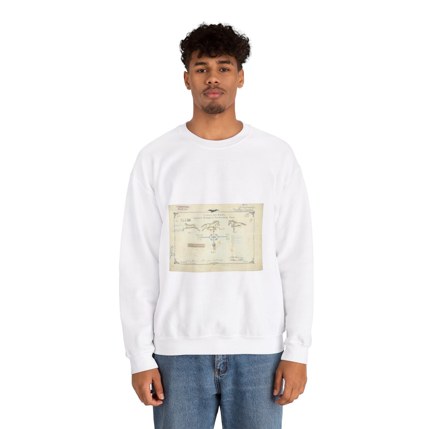 Patent drawing - Drawing of an Improved Method of Constructing Vanes Public domain  image White Heavy Blend Adult Crew Neck SweatShirt