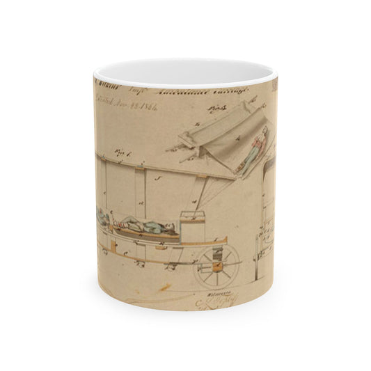 Patent drawing - Drawing of Improved Ambulance Carriage Public domain  image Beautiful Novelty Ceramic Coffee Mug 11oz