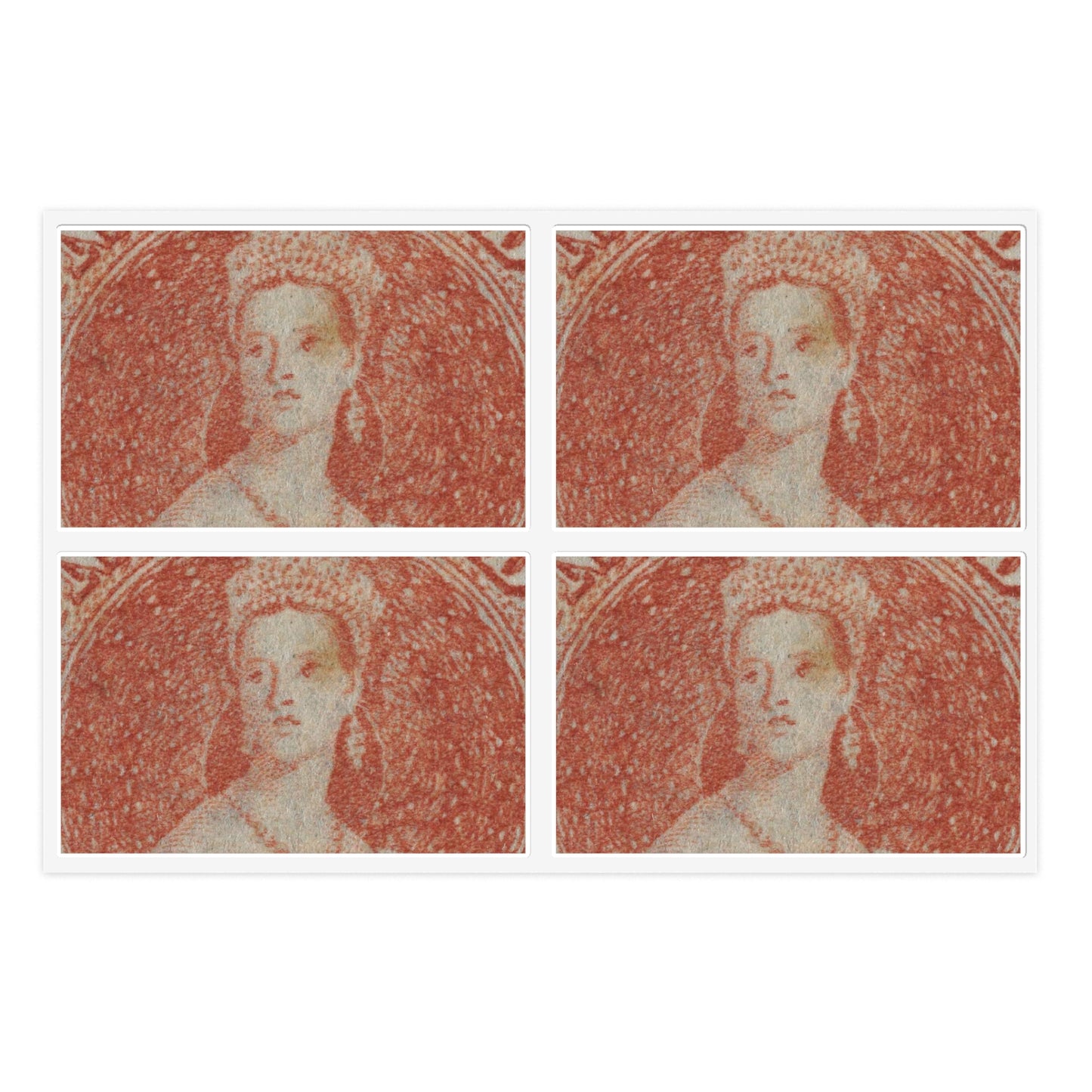 Issued one penny 'Full-Face Queen' [Chalon Head] definitive stamp Laminated UV Protective Vinyl Stickers