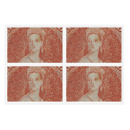 Issued one penny 'Full-Face Queen' [Chalon Head] definitive stamp Laminated UV Protective Vinyl Stickers