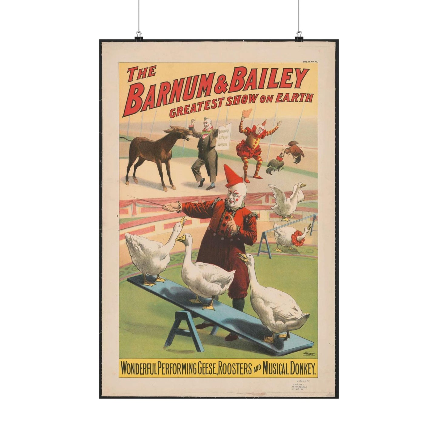 The Barnum & Bailey greatest show on earth. Wonderful performing geese, roosters and musical donkey / Strobridge Litho. Co., Cincinnati & New York. High Quality Matte Wall Art Poster for Home, Office, Classroom