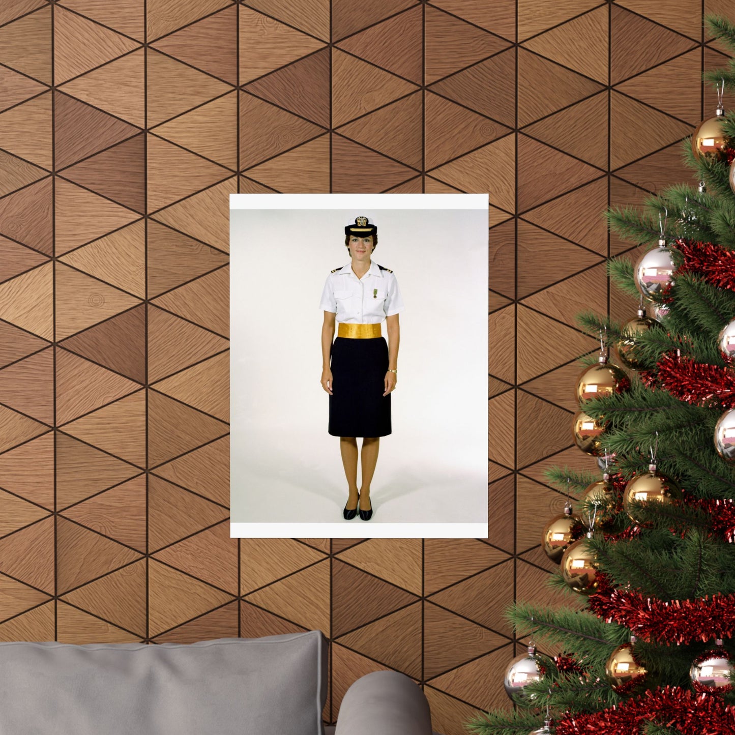 Uniform: Tropical dinner dress blue, female Navy officers High Quality Matte Wall Art Poster for Home, Office, Classroom