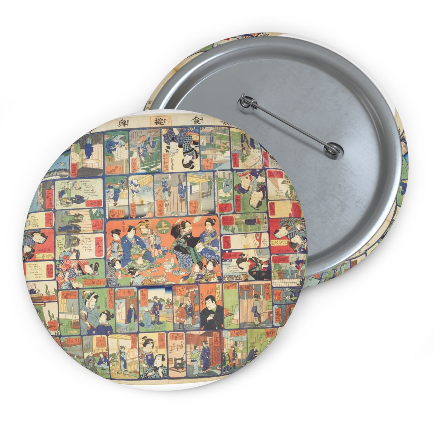 NDL-DC 1310568-Kunichika Hiroshige-東京銘食遊興寿吾六-明治1-crd Pin Buttons with Crisp Design