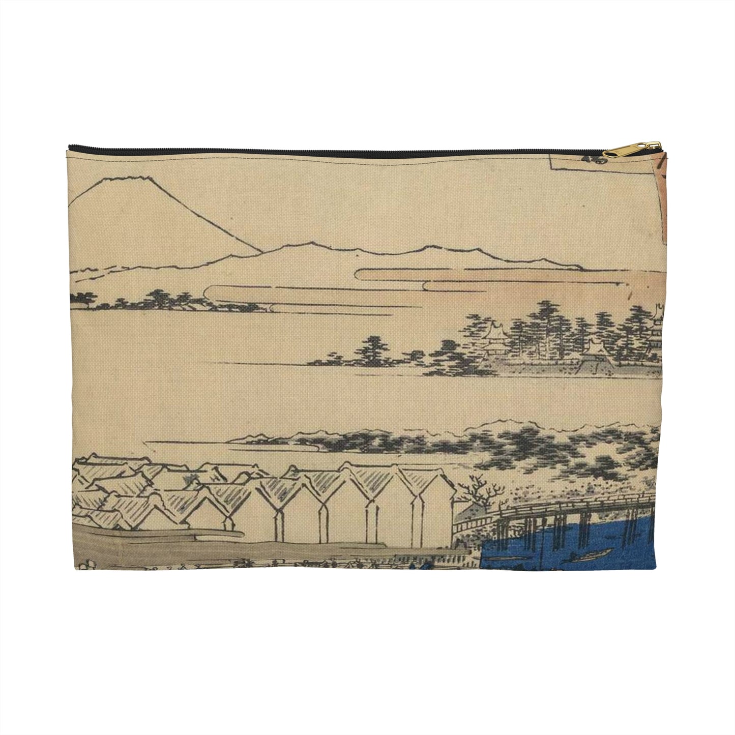 Nihonbashi yukibare, Andō Hiroshige - Ukiyo e print Large Organizer Pouch with Black Zipper