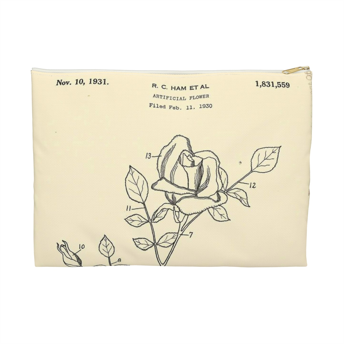 Patent Case File No. 1,831,559, Artificial Flower, Inventor(s)- Robert C. Ham and Marion T. Ham. - DPLA - 08745302078898b8870d70b04cb216a9 (page 5) Large Organizer Pouch with Black Zipper