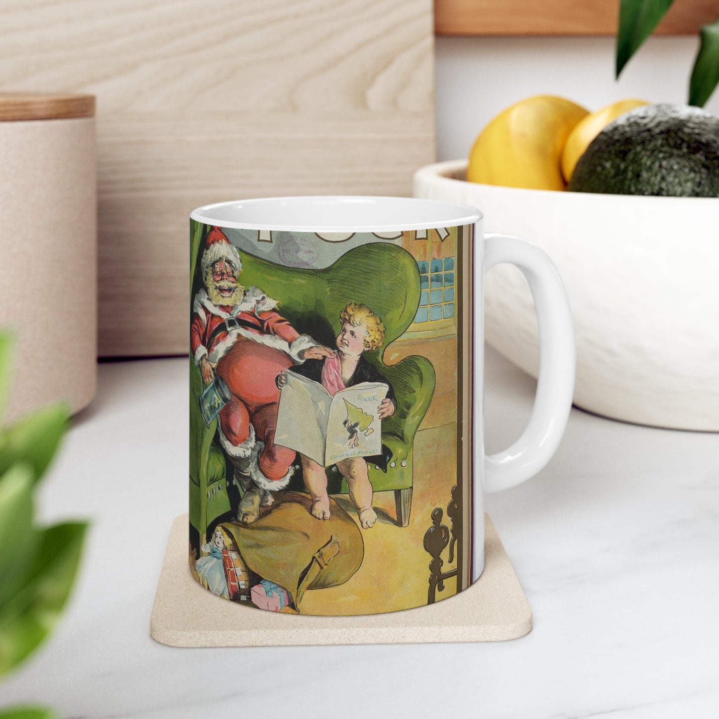 Puck magazine cover - Puck Christmas 1896 / C.J. Taylor. Beautiful Novelty Ceramic Coffee Mug 11oz