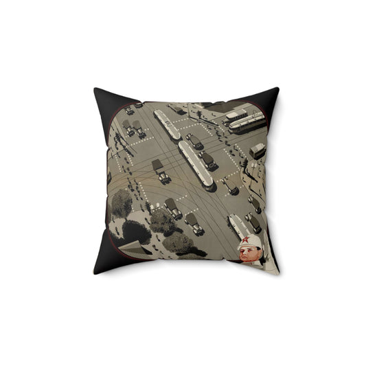 Помни правила уличного движения, Art Deco Poster Decorative Accent Square Pillow