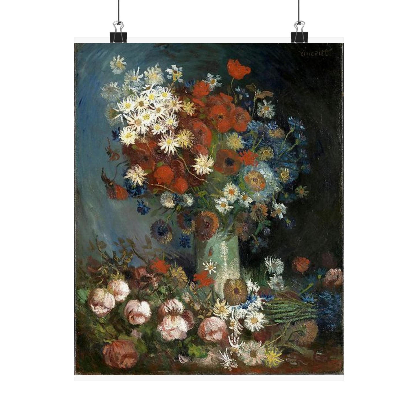 Still life with meadow flowers and roses Van Gogh 1886 High Quality Matte Wall Art Poster for Home, Office, Classroom