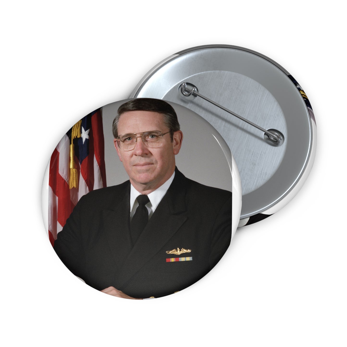 Portrait:  US Navy (USN) Captain (CAPT) Charles A. Hougland (uncovered) Pin Buttons with Crisp Design