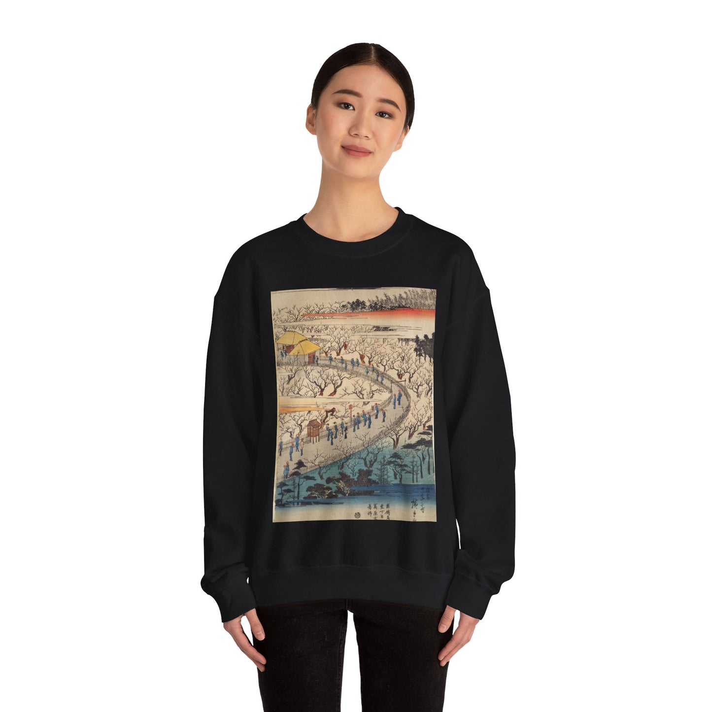 NDL-DC 1312618 01-Utagawa Hiroshige II-東都名所-crd Black Heavy Blend Adult Crew Neck SweatShirt