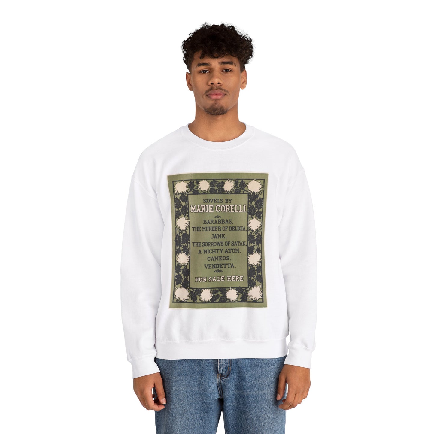 Novels by Marie Corelli, Art Nouveau poster White Heavy Blend Adult Crew Neck SweatShirt