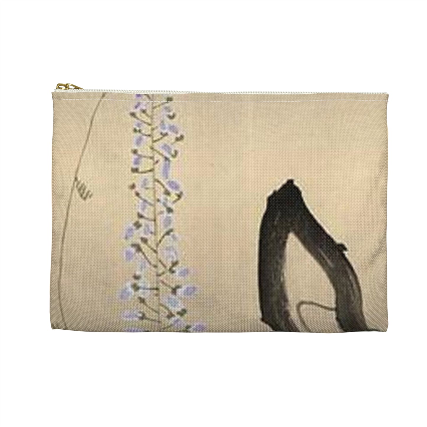 Koson - wisteria-and-bee, Ohara Koson Large Organizer Pouch with Black Zipper