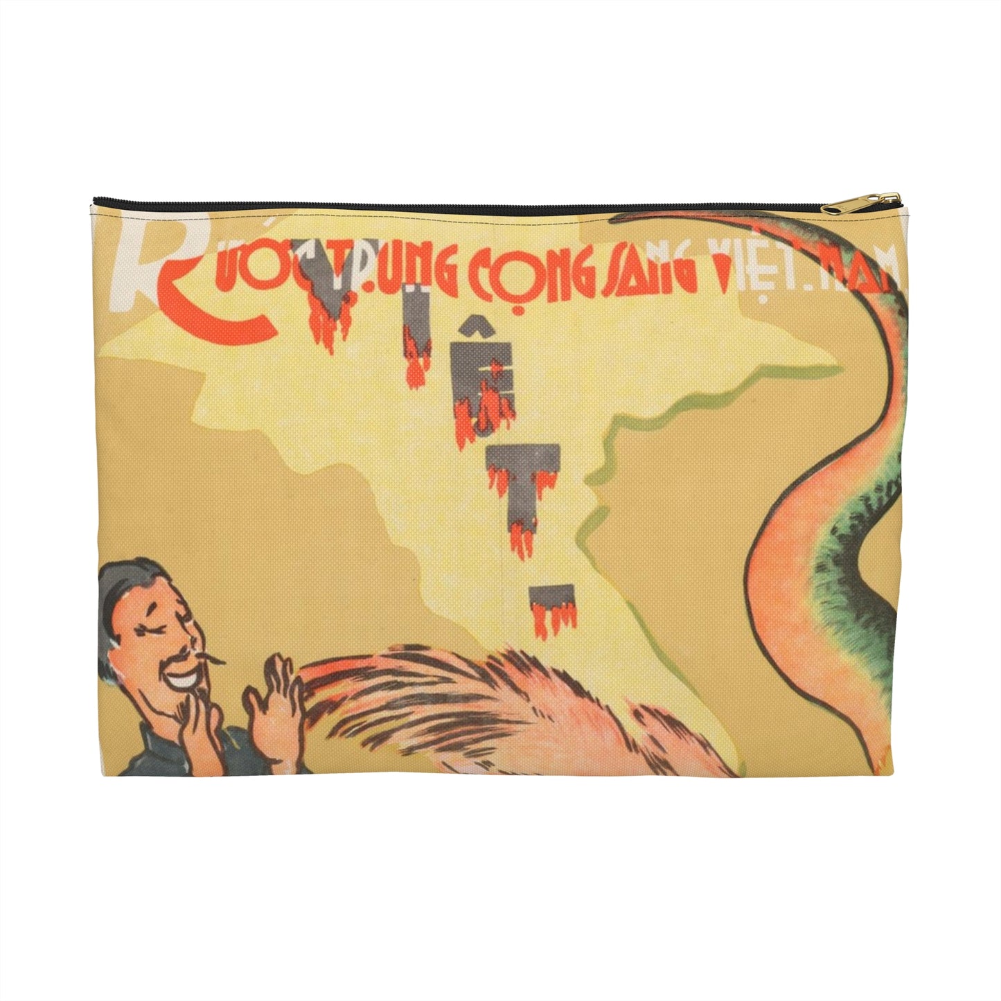 Viet Poster #2, Cold War American Propaganda poster Large Organizer Pouch with Black Zipper