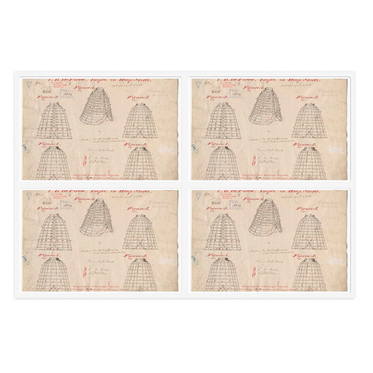Patent drawing - Drawing of Improvements in Hoop Skirts Public domain  image Laminated UV Protective Vinyl Stickers