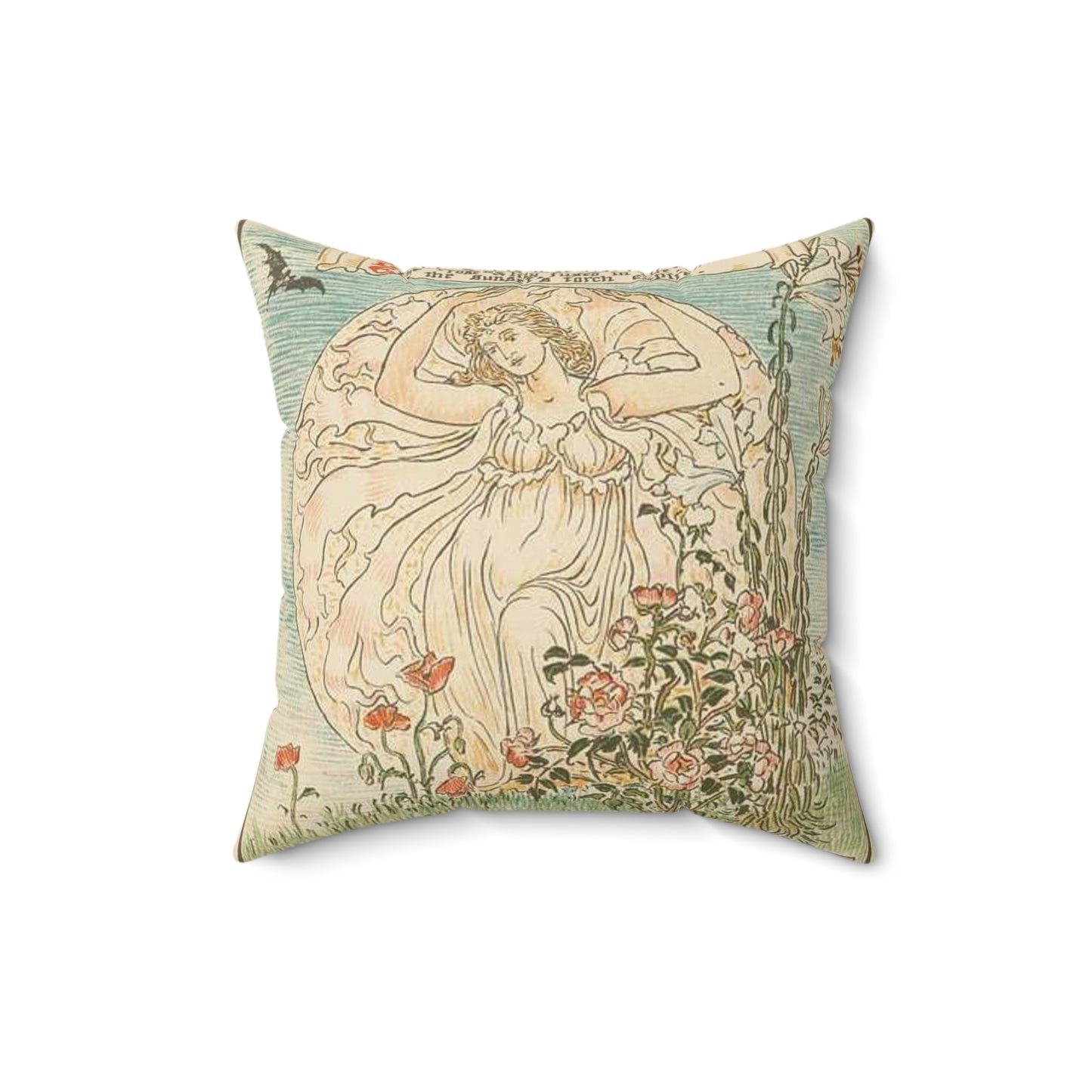 Beneath the summer full-orbed moon, ruddy & gold that rose full soon." Decorative Accent Square Pillow