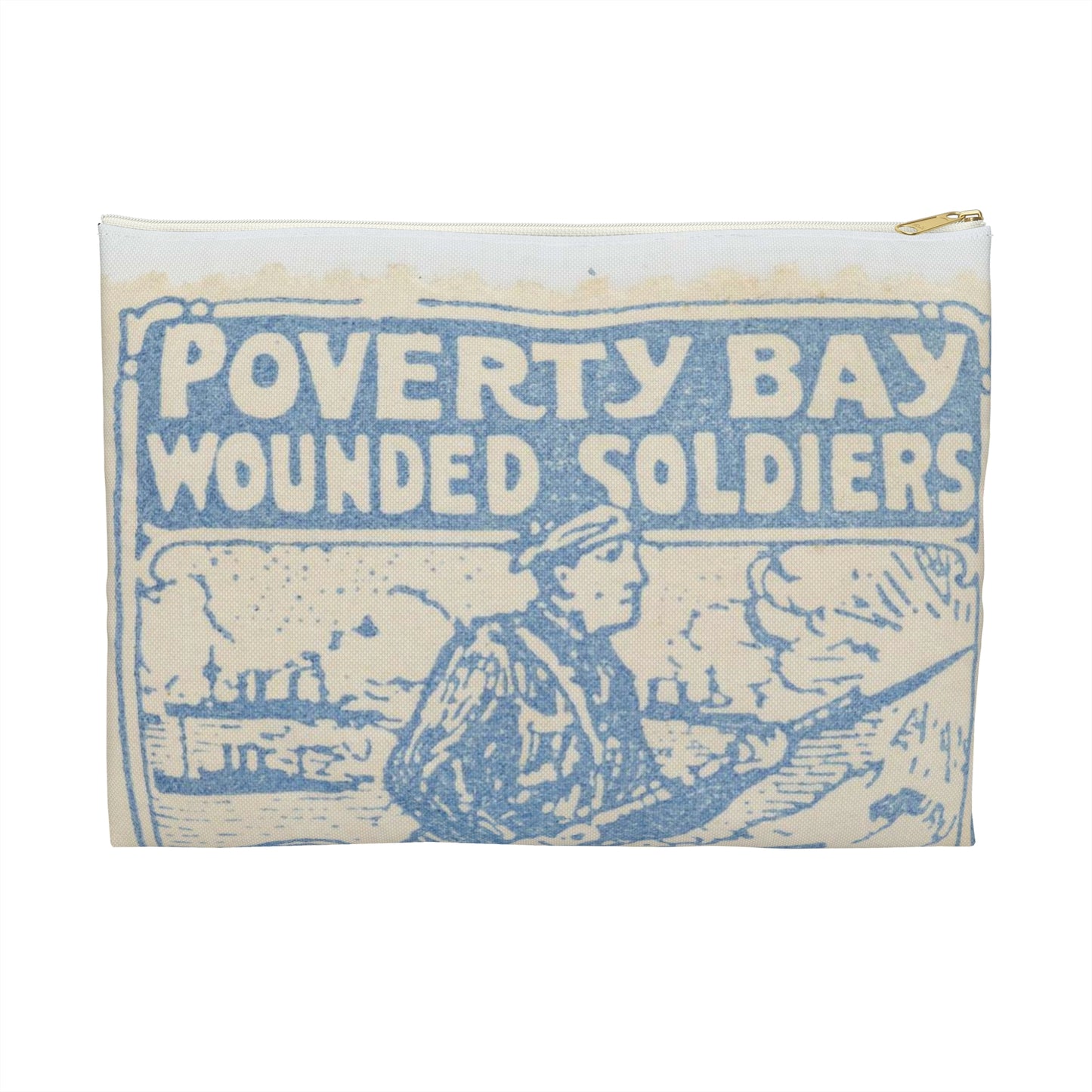 Philatelic item - "Cinderella", Poverty Bay Wounded Soldiers War Seal Large Organizer Pouch with Black Zipper