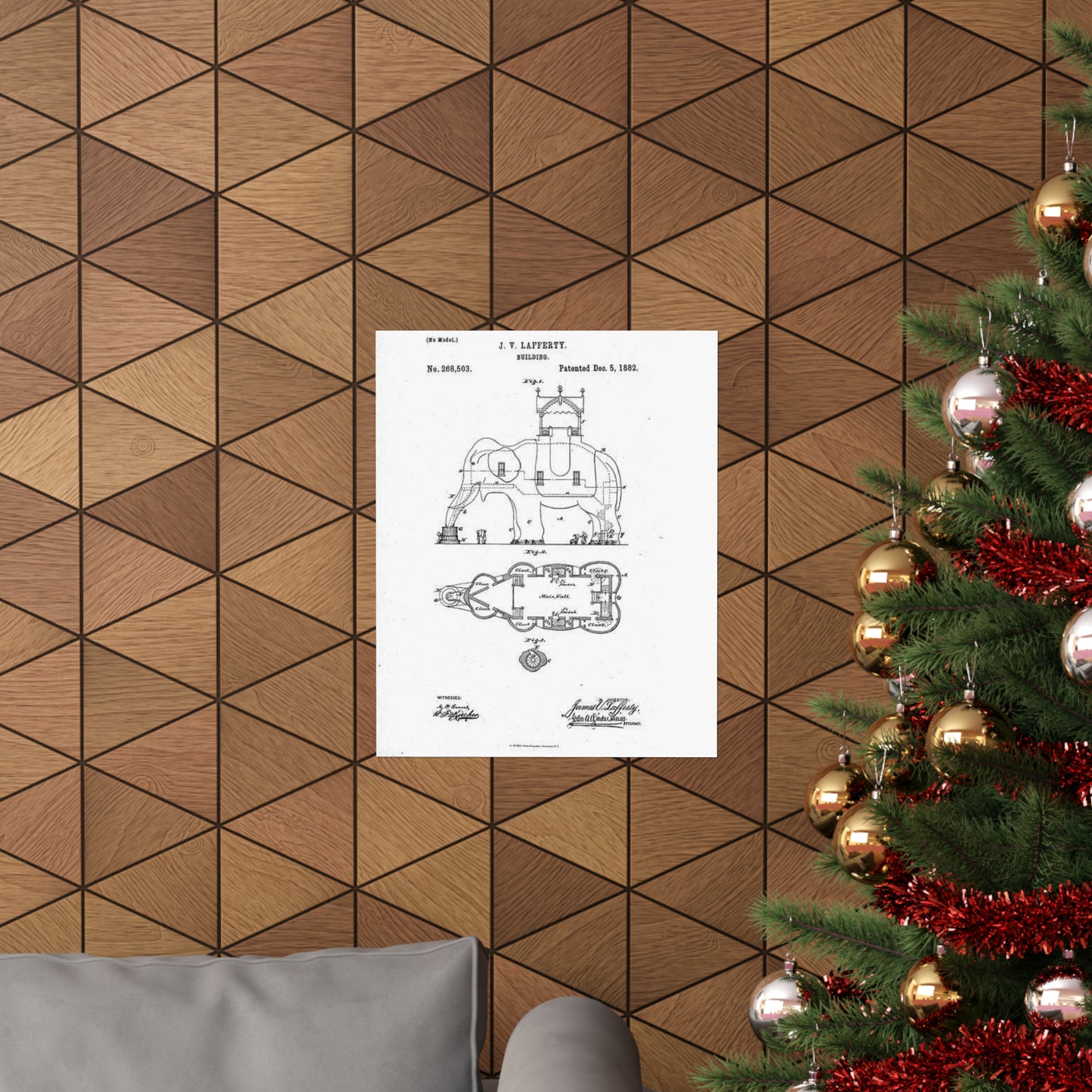 Patent Drawing of Engine - Lucy-USpatent268503 1882 Public domain  image High Quality Matte Wall Art Poster for Home, Office, Classroom