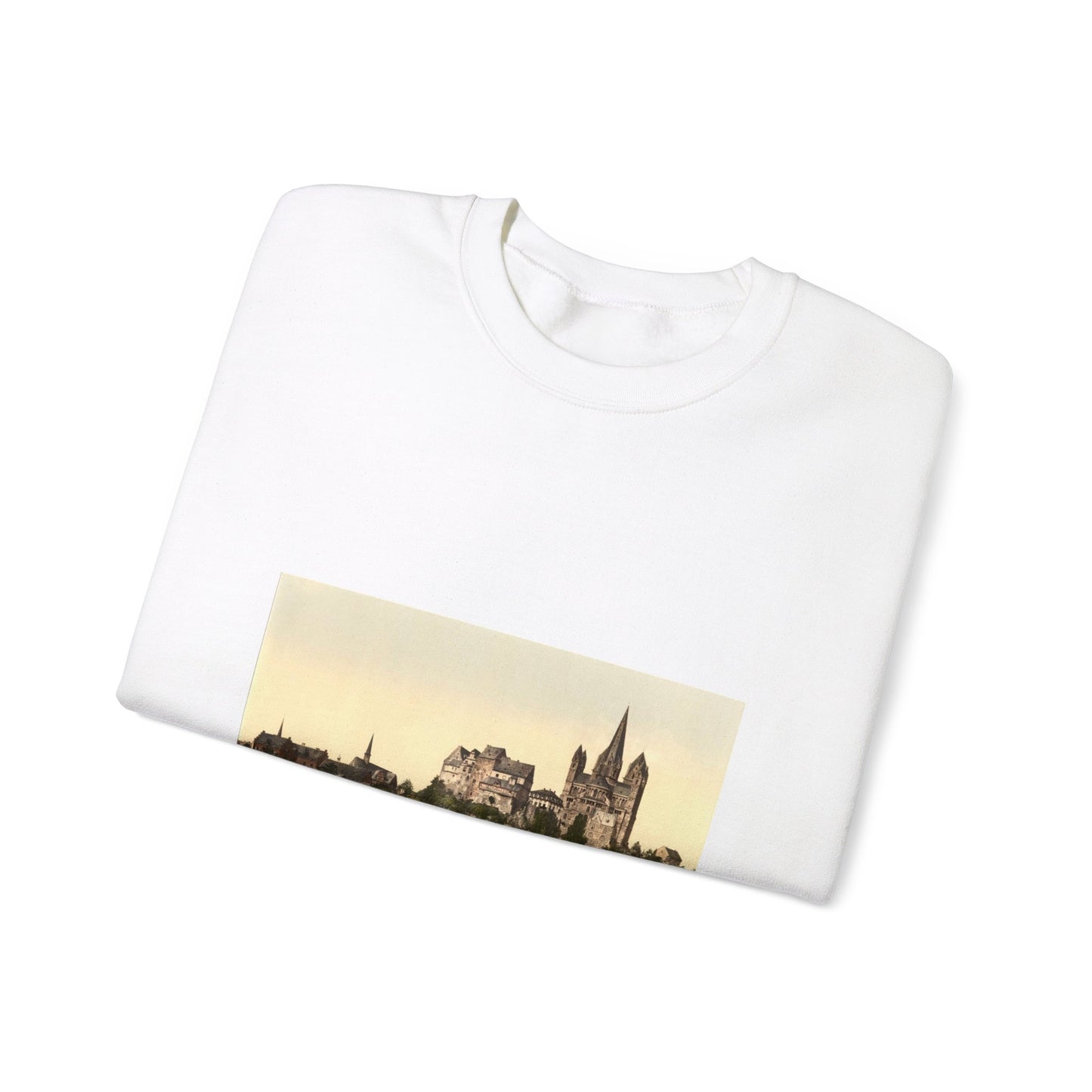 [Castle and cathedral, Limburg (i.e., Limburg an der Lahn), Hesse-Nassau, Germany] White Heavy Blend Adult Crew Neck SweatShirt