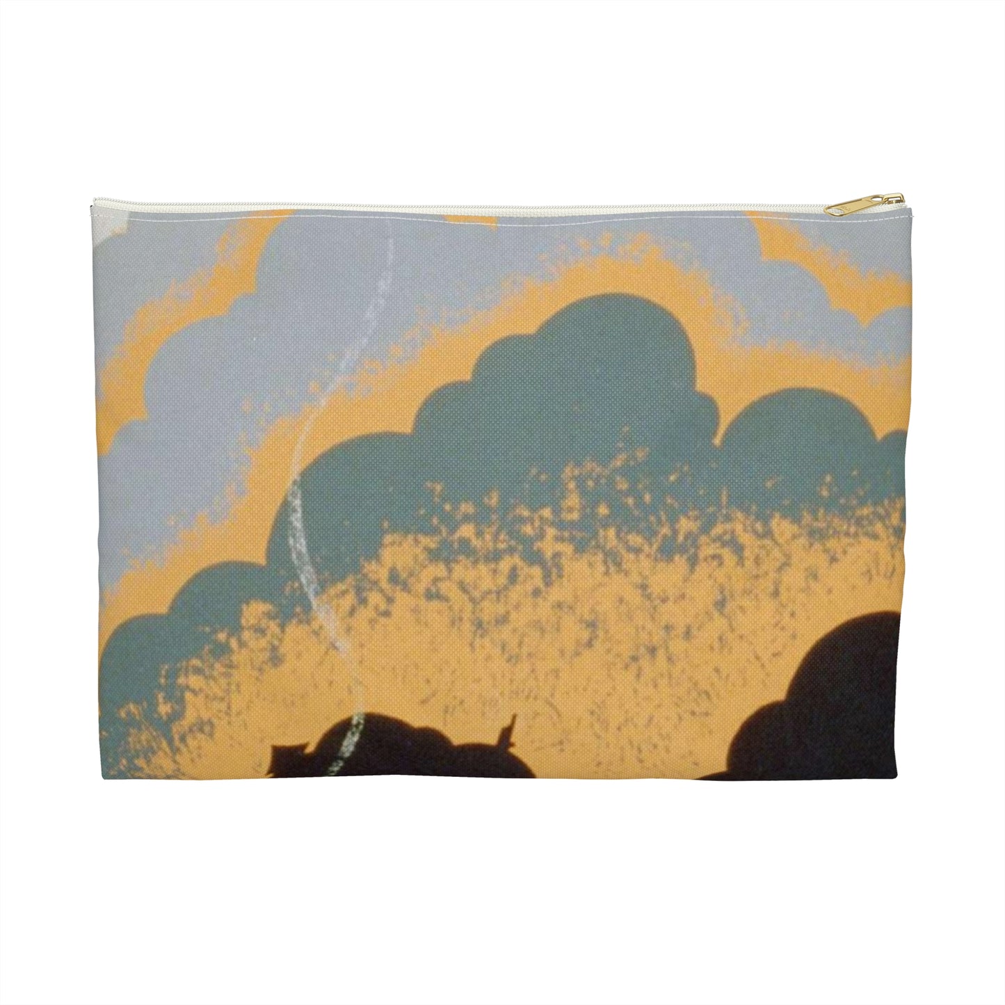 Fire wrecks a forest, Art Deco Poster Large Organizer Pouch with Black Zipper