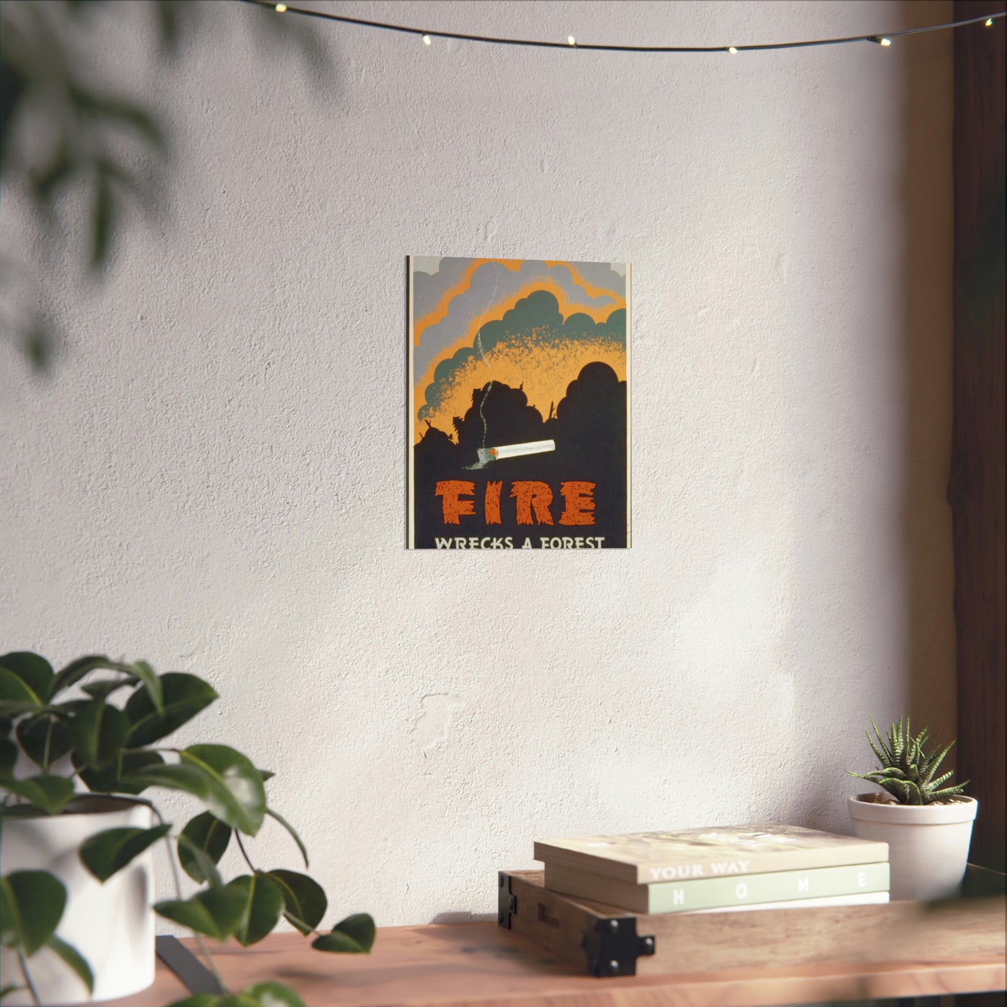 Fire wrecks a forest, Art Deco Poster High Quality Matte Wall Art Poster for Home, Office, Classroom