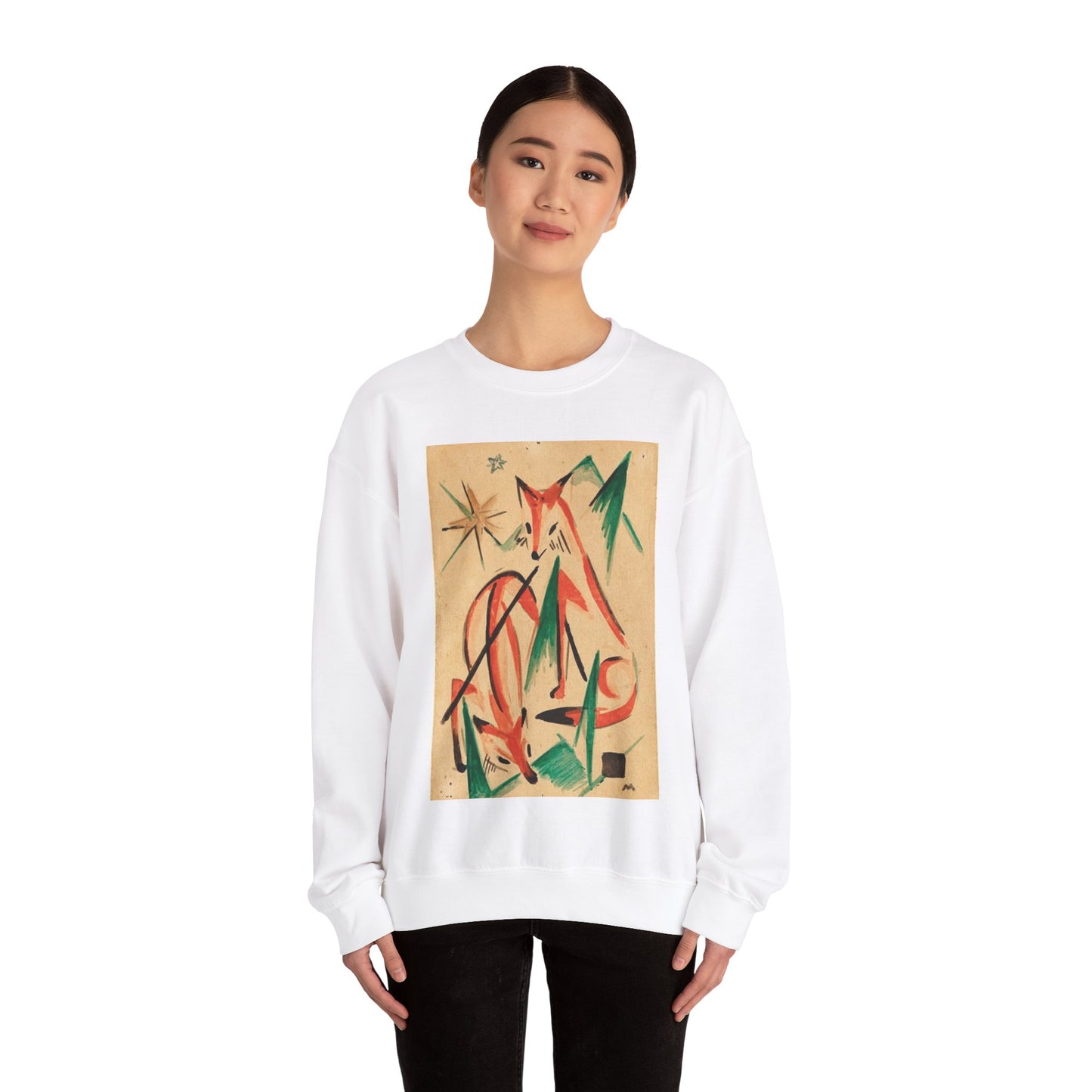 Franz Marc Füchse 1913 - A painting of a fox and a star White Heavy Blend Adult Crew Neck SweatShirt