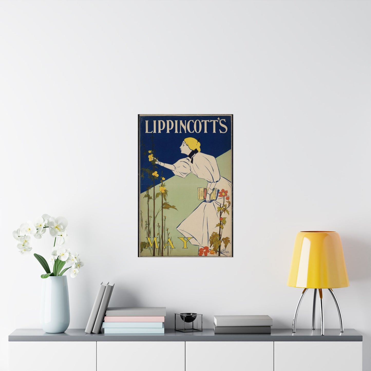 Lippincott's May, Art Nouveau Poster High Quality Matte Wall Art Poster for Home, Office, Classroom