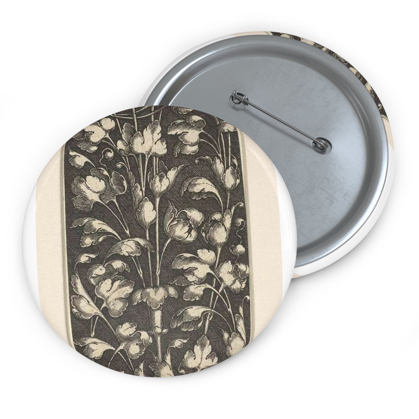 Heinrich Aldegrever - Bladranken met twee kinderen Pin Buttons with Crisp Design