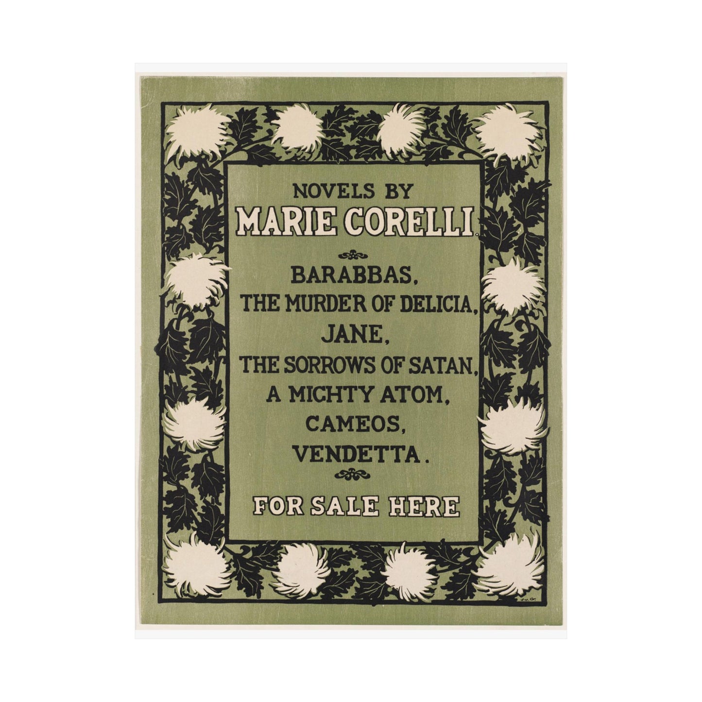 Novels by Marie Corelli, Art Nouveau poster High Quality Matte Wall Art Poster for Home, Office, Classroom