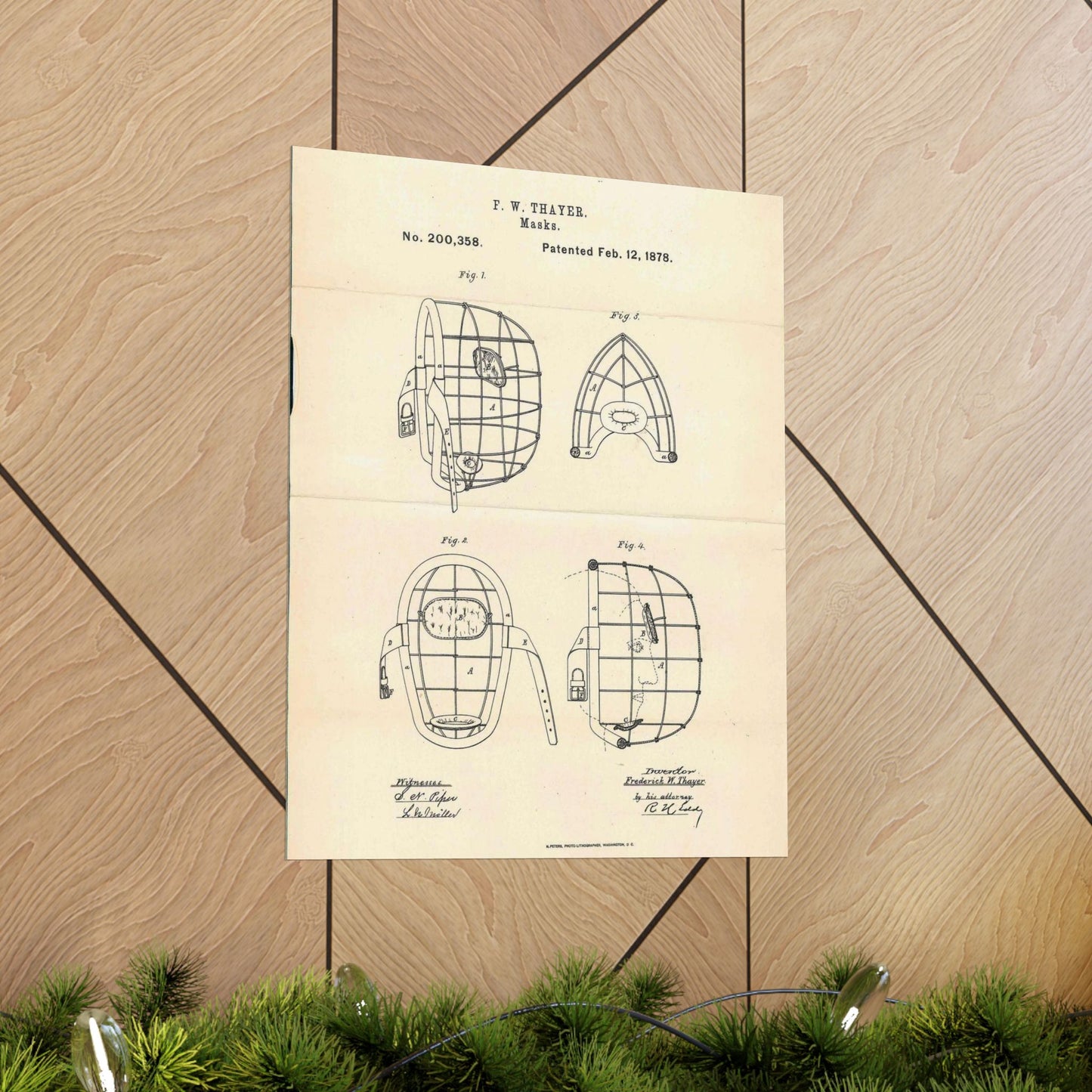 Patent Case File No. 200,358, Improvement in Masks, Inventor Frederick W. Thayer - DPLA - 7786b11b8abf0875f64205aeedc6d9c3 (page 11) High Quality Matte Wall Art Poster for Home, Office, Classroom