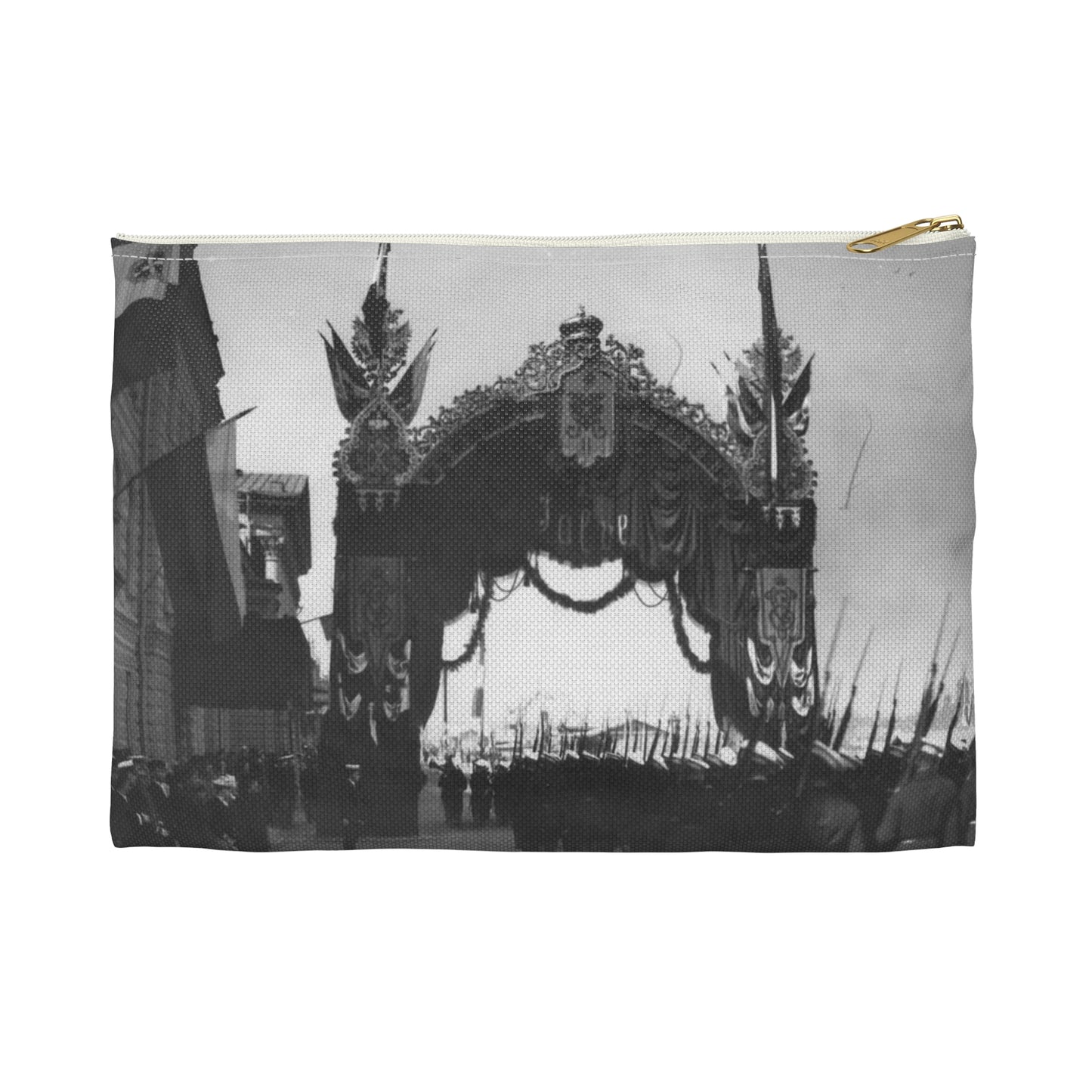 Triumphal gate built for a Visit of the Italian King Victor Emmanuel III to Russia, 1902. Large Organizer Pouch with Black Zipper