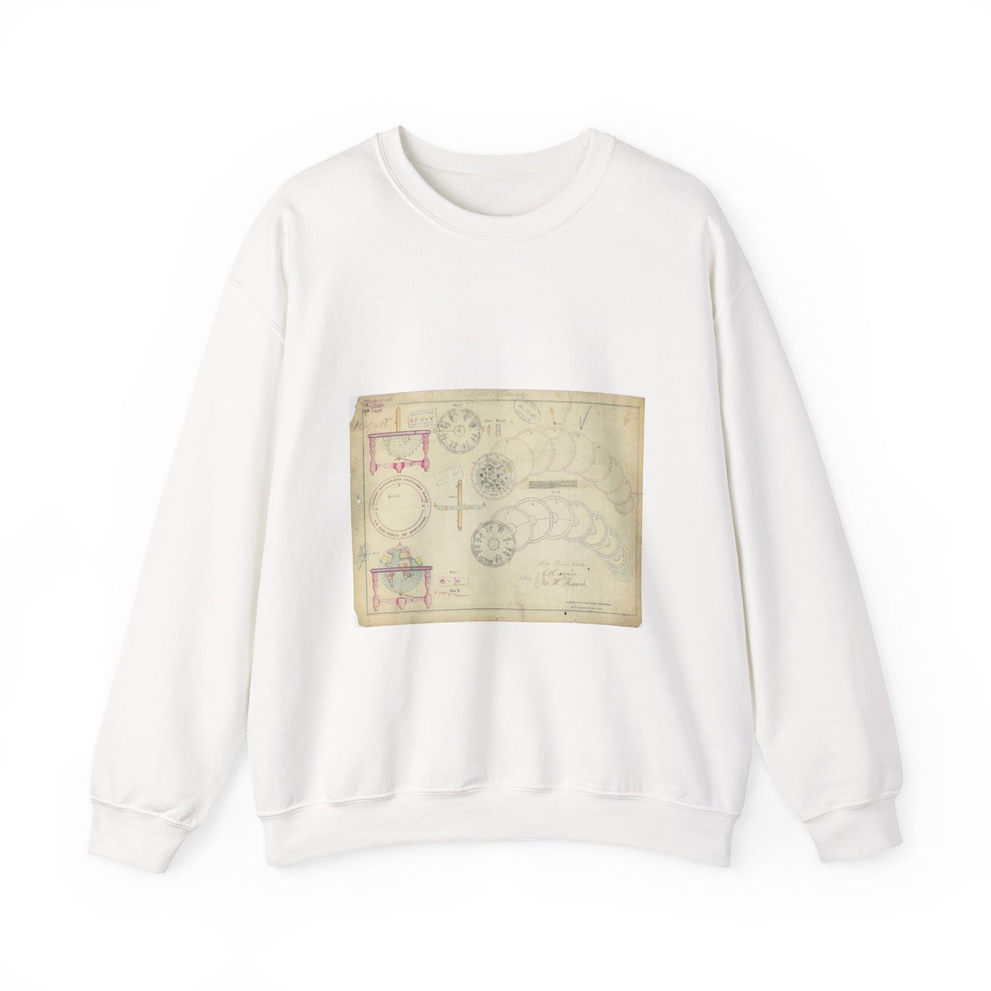 Patent drawing - Drawing of a Terrestrial Globe Public domain  image White Heavy Blend Adult Crew Neck SweatShirt