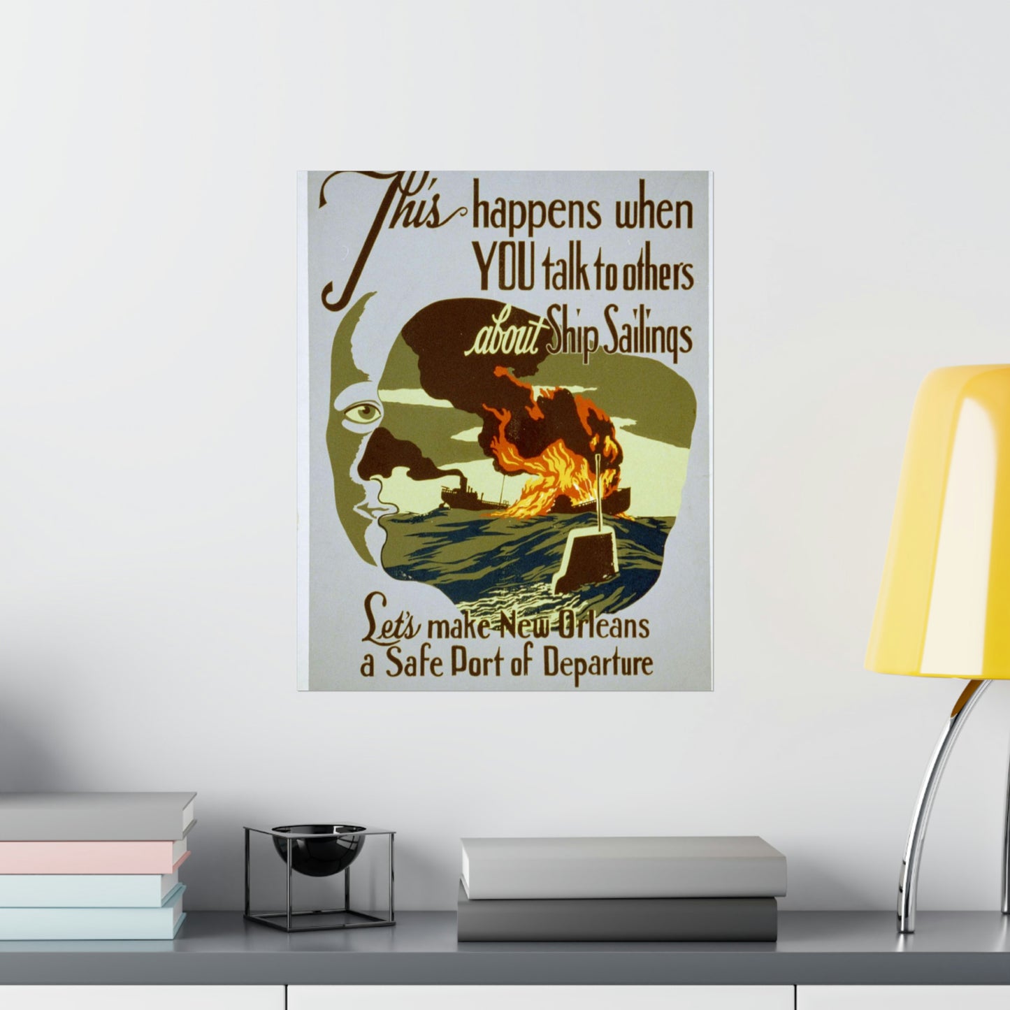 This happens when you talk to others about ship sailings Let's make New Orleans a safe port of departure / / John McCrady. High Quality Matte Wall Art Poster for Home, Office, Classroom