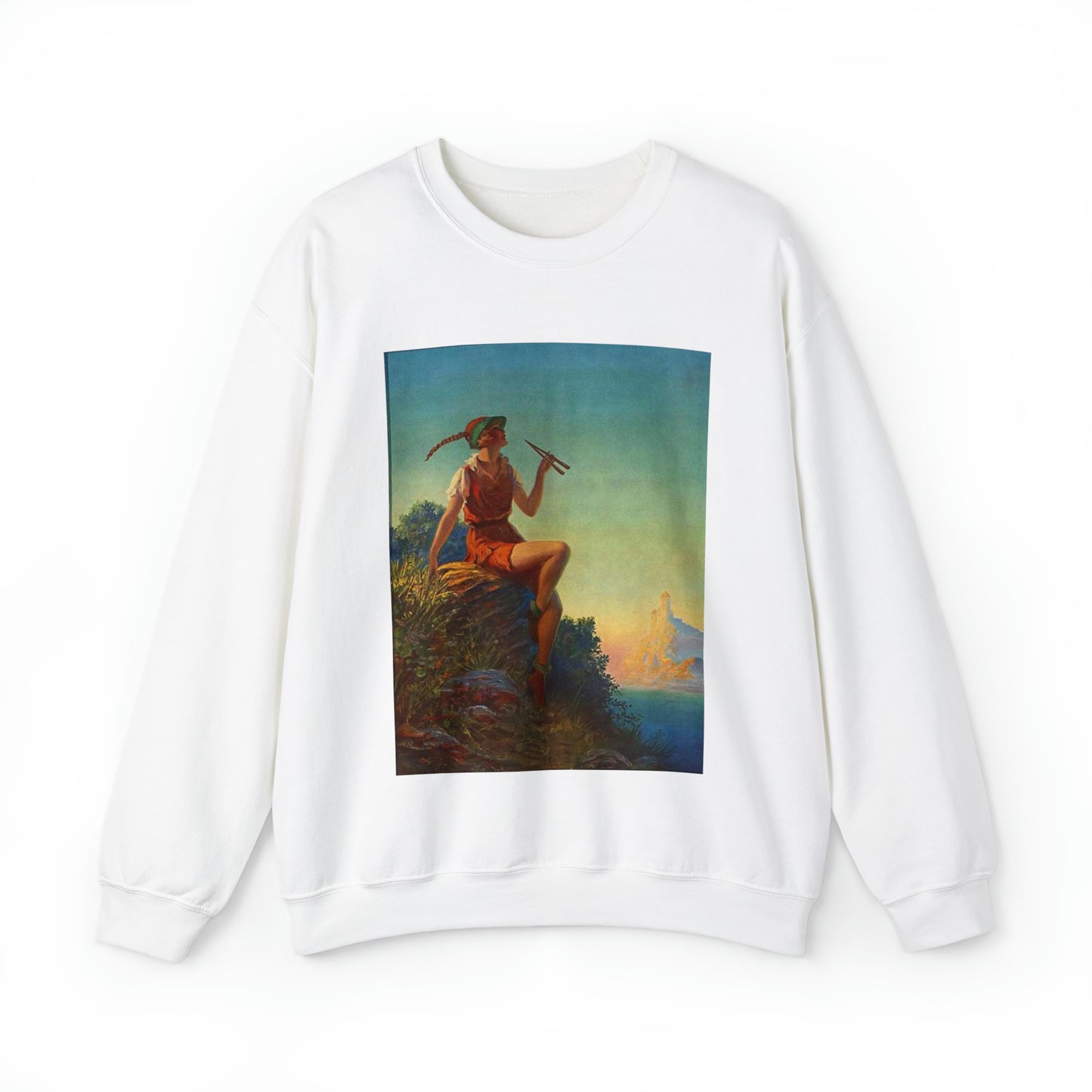 “Pipes of Pan”, print from painting by Edward Mason Eggleston, 1930 White Heavy Blend Adult Crew Neck SweatShirt