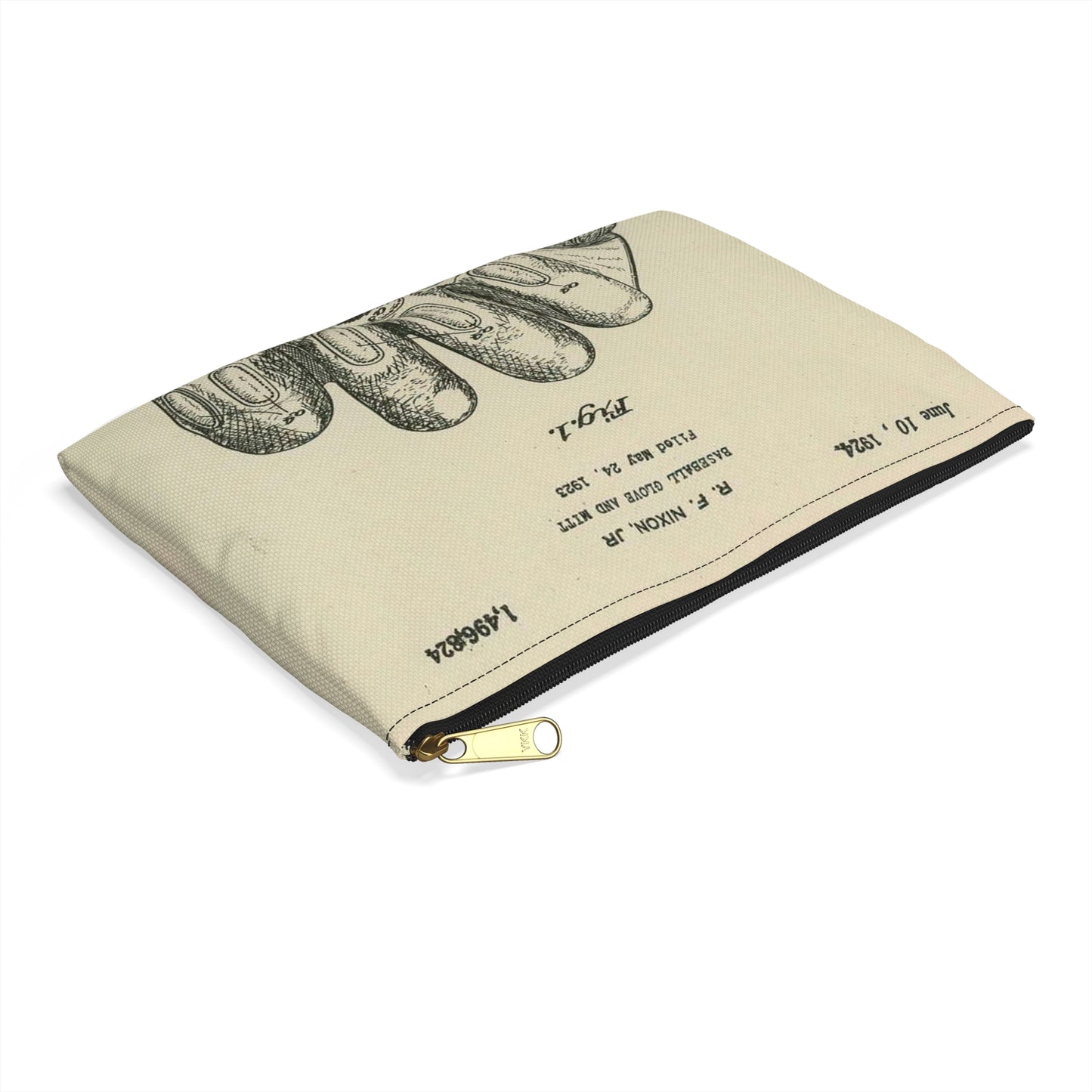 Patent Case File No. 1,496,824, Baseball Gloves and Mitts, Inventor Robert F. Nixon, Jr. - DPLA - c877ba1bb6a83b8db9b12cd02a036de7 (page 12) Large Organizer Pouch with Black Zipper