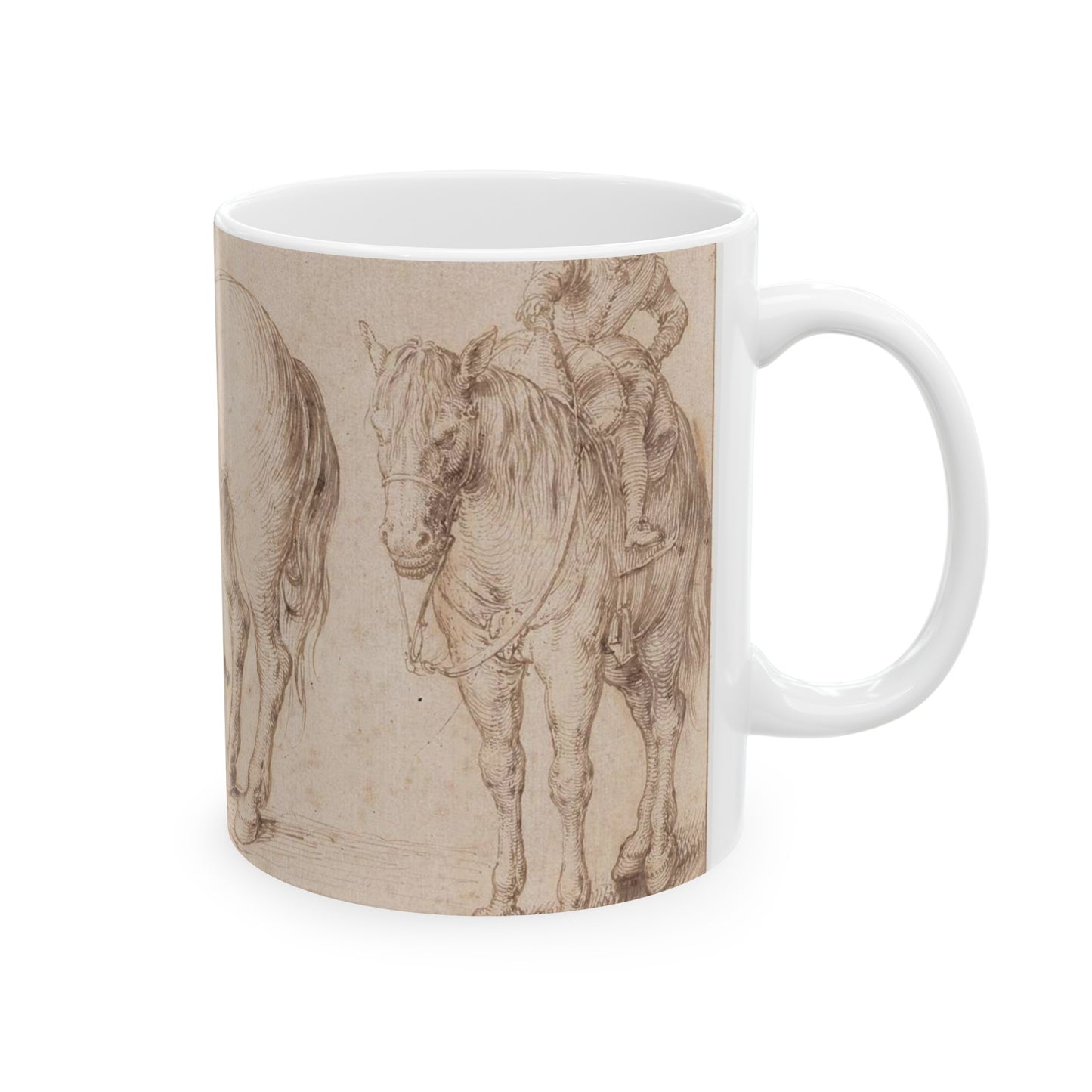 Two studies of a saddled horse and of a horse with a boy astride; verso: Study of a bean plant Beautiful Novelty Ceramic Coffee Mug 11oz