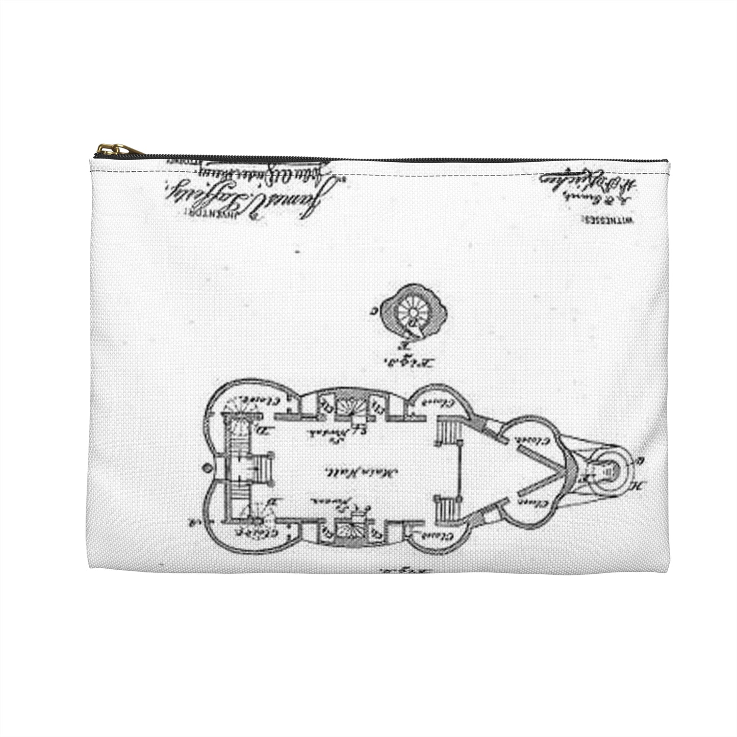 Patent Drawing of Engine - Lucy-USpatent268503 1882 Public domain  image Large Organizer Pouch with Black Zipper