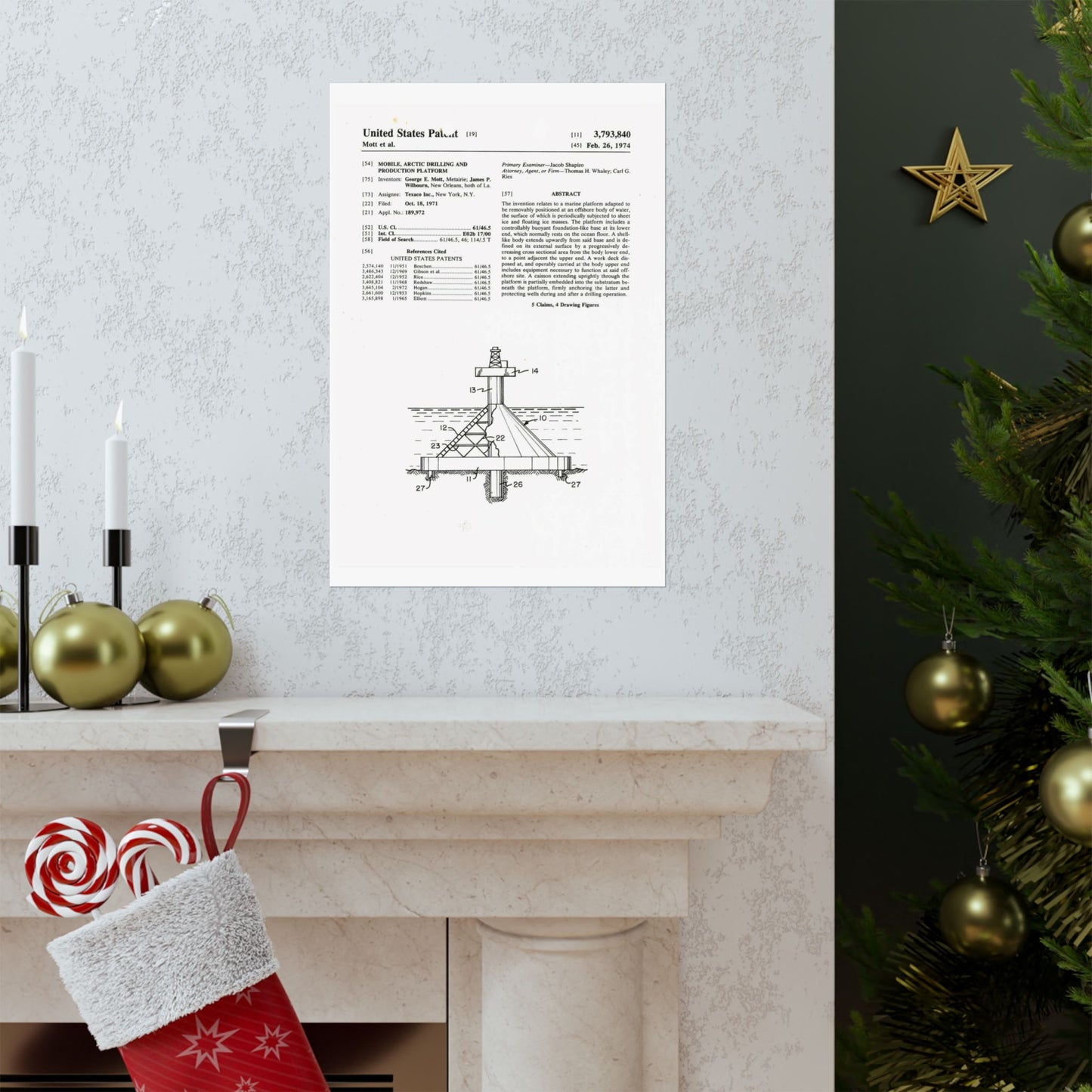 Patent Case File No. 3,793,840, Mobile Arctic Drilling and Production Platform, Inventor(s)- George E. Mott and James P. Wilbourn. - DPLA - 8f260bf2cd8926afbf4da017454f39b3 (page 6) High Quality Matte Wall Art Poster for Home, Office, Classroom