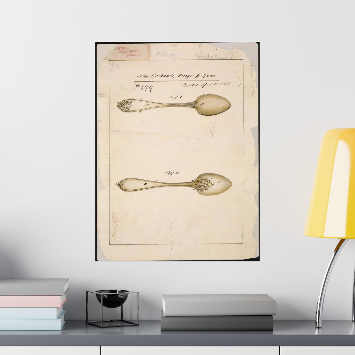 Patent drawing - Drawing of Design for Spoons Public domain  image High Quality Matte Wall Art Poster for Home, Office, Classroom