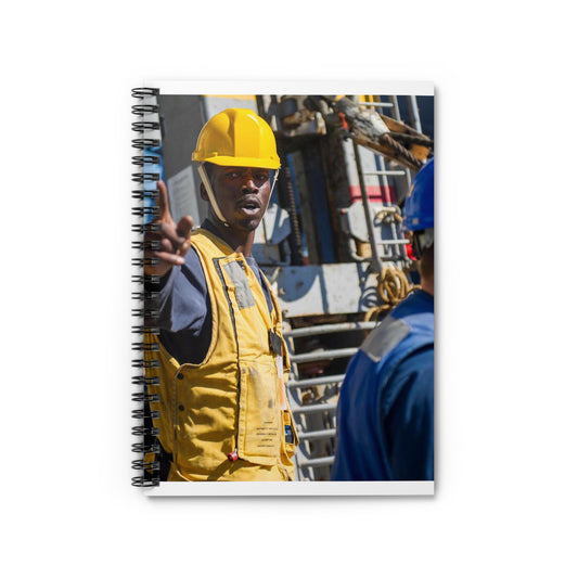 Seaman Glenrick Henry directs crew members as rig captain Spiral Bound Ruled Notebook with Printed Cover