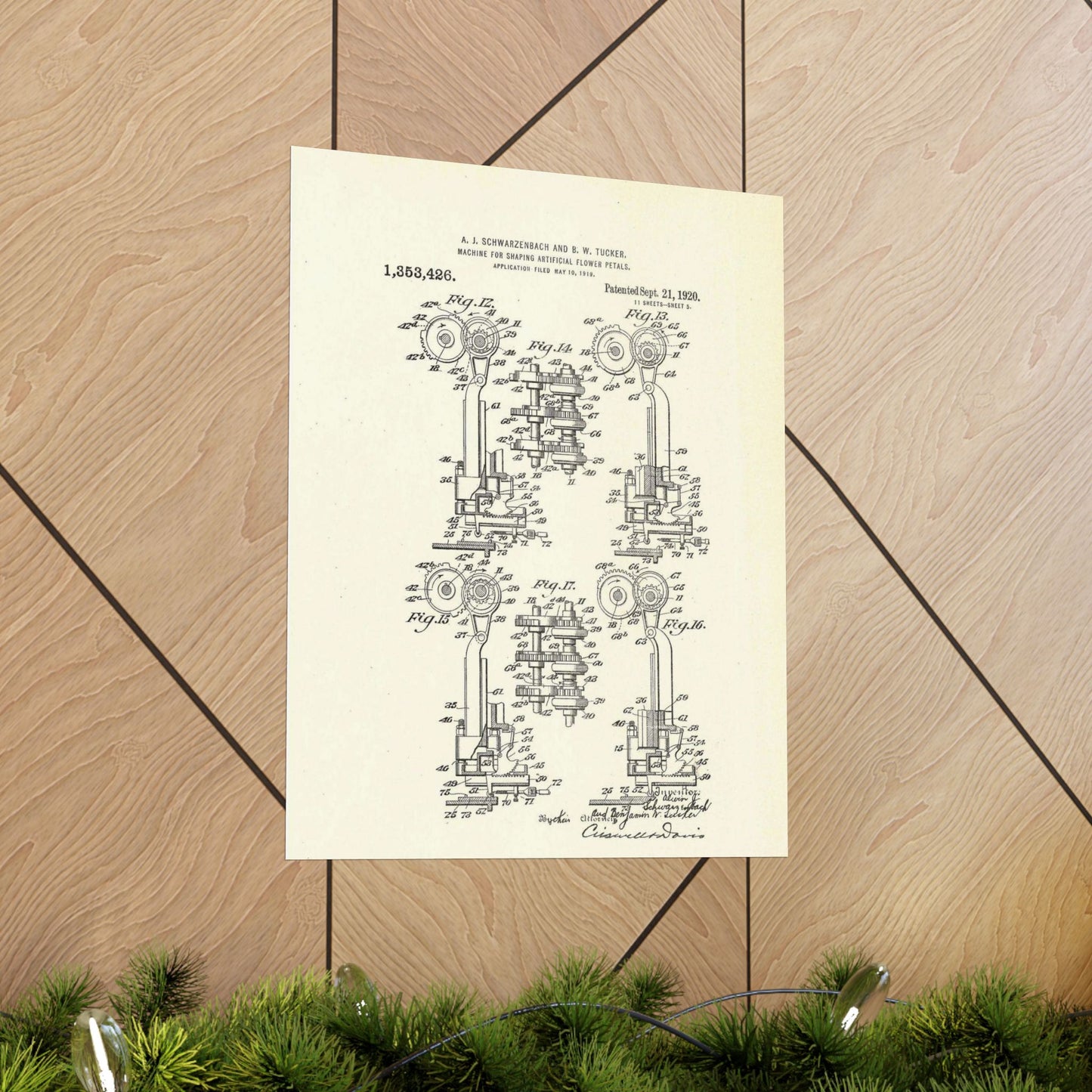 Patent Case File No. 1,353,426, Machine for Shaping Artificial-Flower Petals, Inventor(s)- Alwin J. Schwarzenbach and Benjamin W. Tucker. - DPLA - 73ca175439733b642c8783cdd58e8940 (page 42) High Quality Matte Wall Art Poster for Home, Office, Classroom